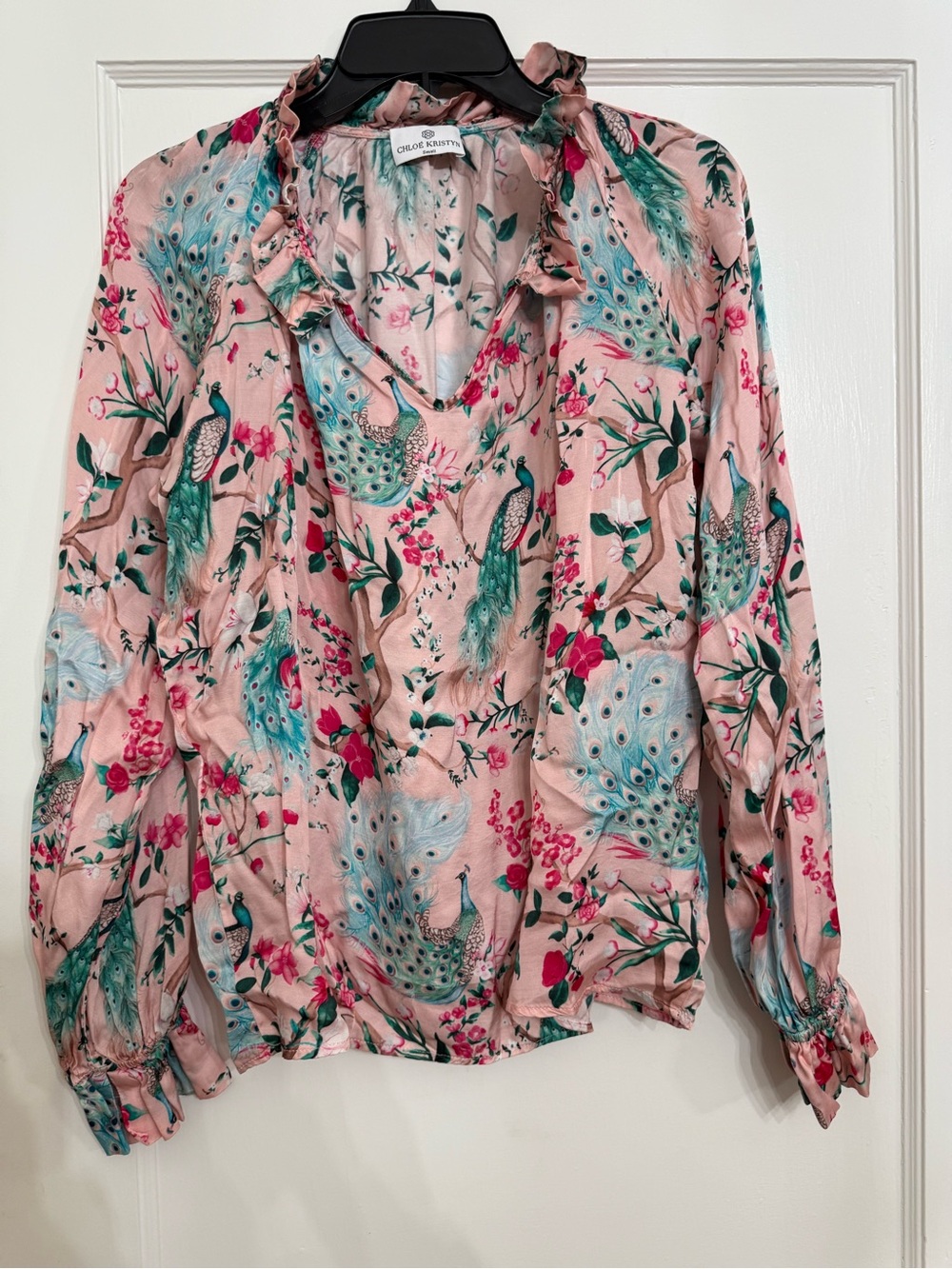 Chloe Kristyn Peacock Floral Print Blouse size small